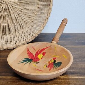 Vintage Wooden Painted Rooster Skillet